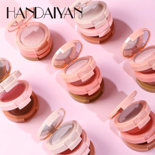 3 in 1 Matte Highlighter Contouring Blush Palette Pearly Shiny Eyeshadow Multifunctional Face Makeup Palette Female Cosmetic
