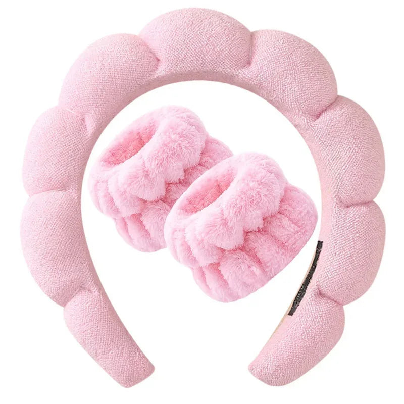 3Pcs Women Wrist Strap Makeup Bubble Soft Hairband