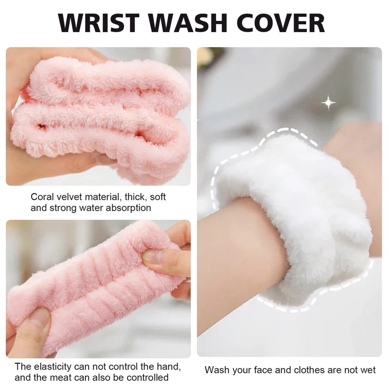 Face Wash Wristband Fleece Skincare  Band Wrist Cuffs