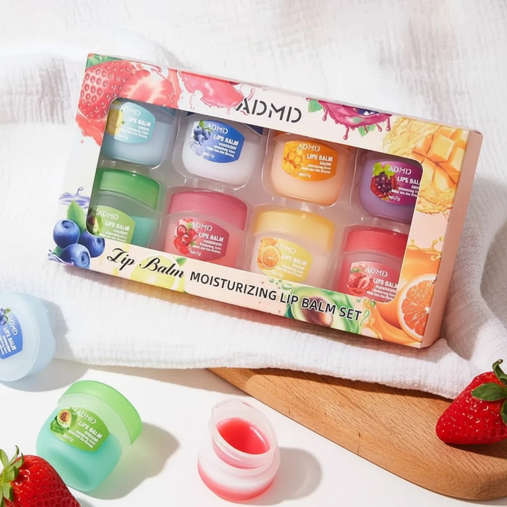 8pcs Fruits Lip Balm Sets Moisturizing Lip Skincare
