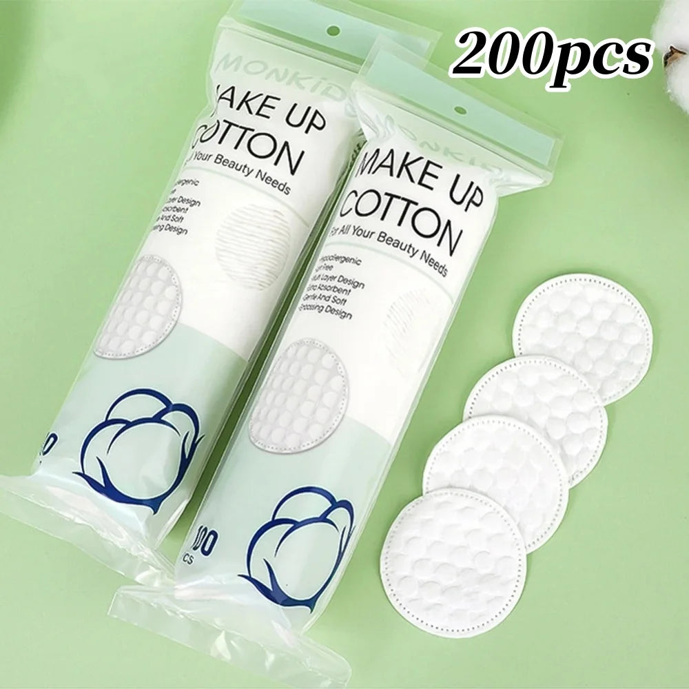 100/200pcs Soft Round Cotton Pad - Daily Facial Cleaning Makeup Removal