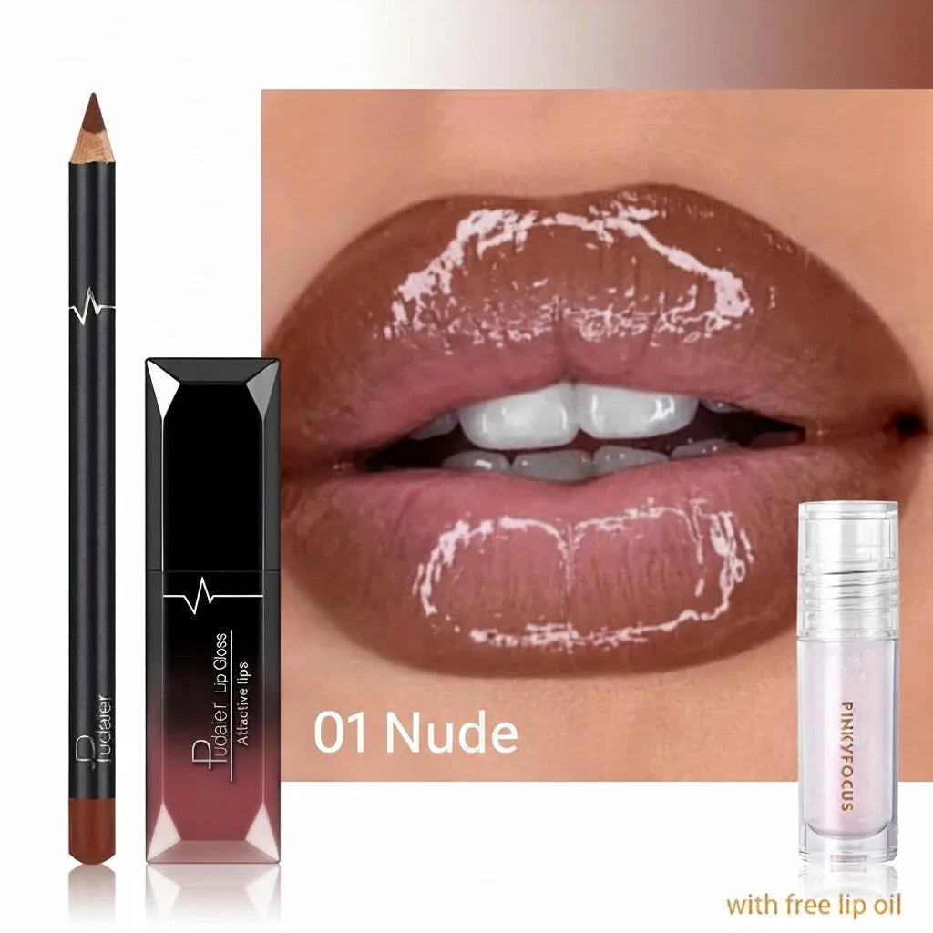 Ombre Lip Kit: Nude Shades Lip Liner + Lip Gloss