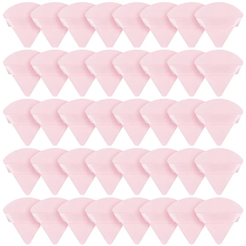 Wholesale 50Pcs Triangle Velvet Powder Puff Pizza Flours Mini Face Makeup Sponge Cosmetics Washable Lightweight Makeup Tool