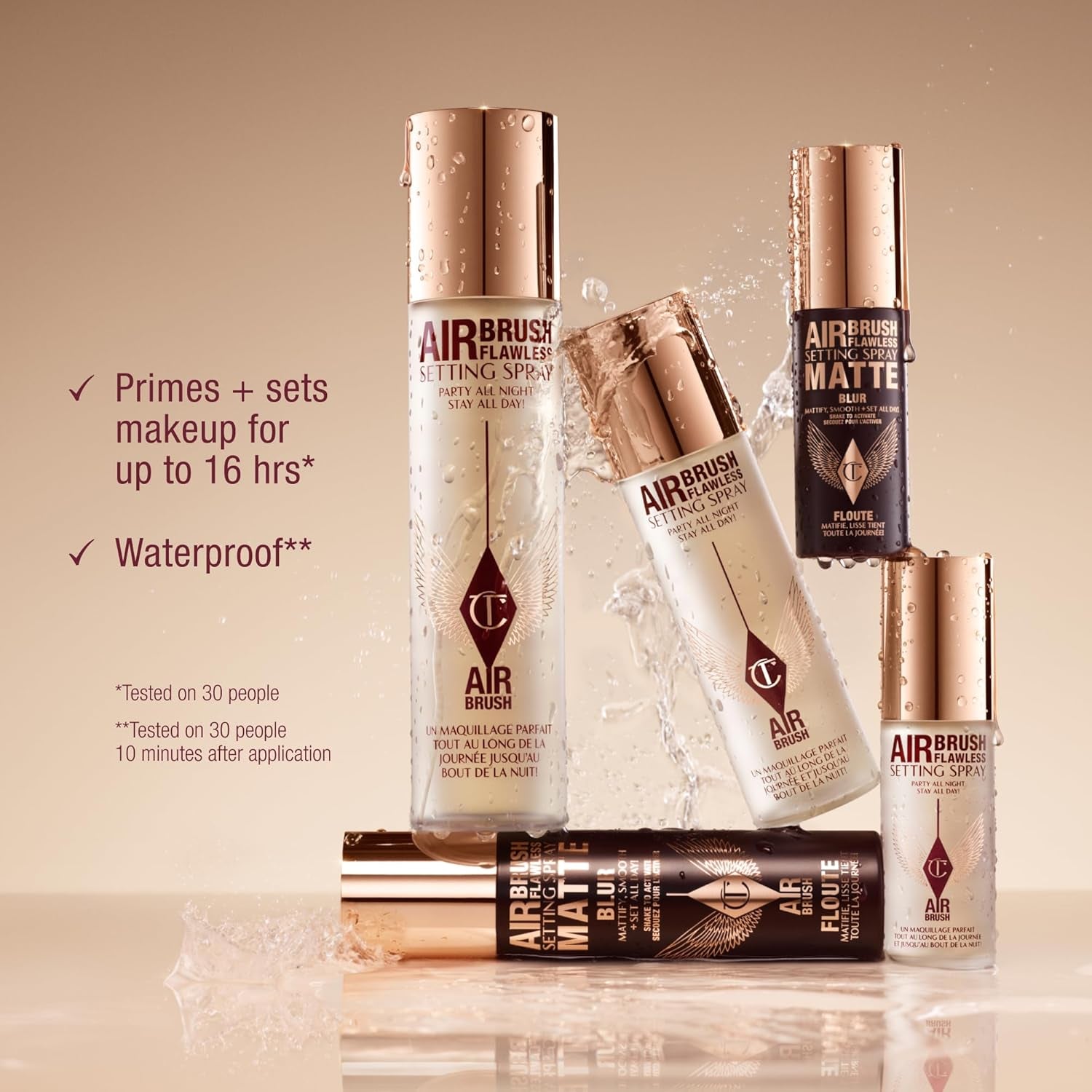 Charlotte Tilbury Airbrush Flawless Setting Spray - Ultra-Fine Hydrating Mist to Prime & Set Makeup up to 16Hr – Soothes and Blurs Skin, Waterproof, Wedding Makeup