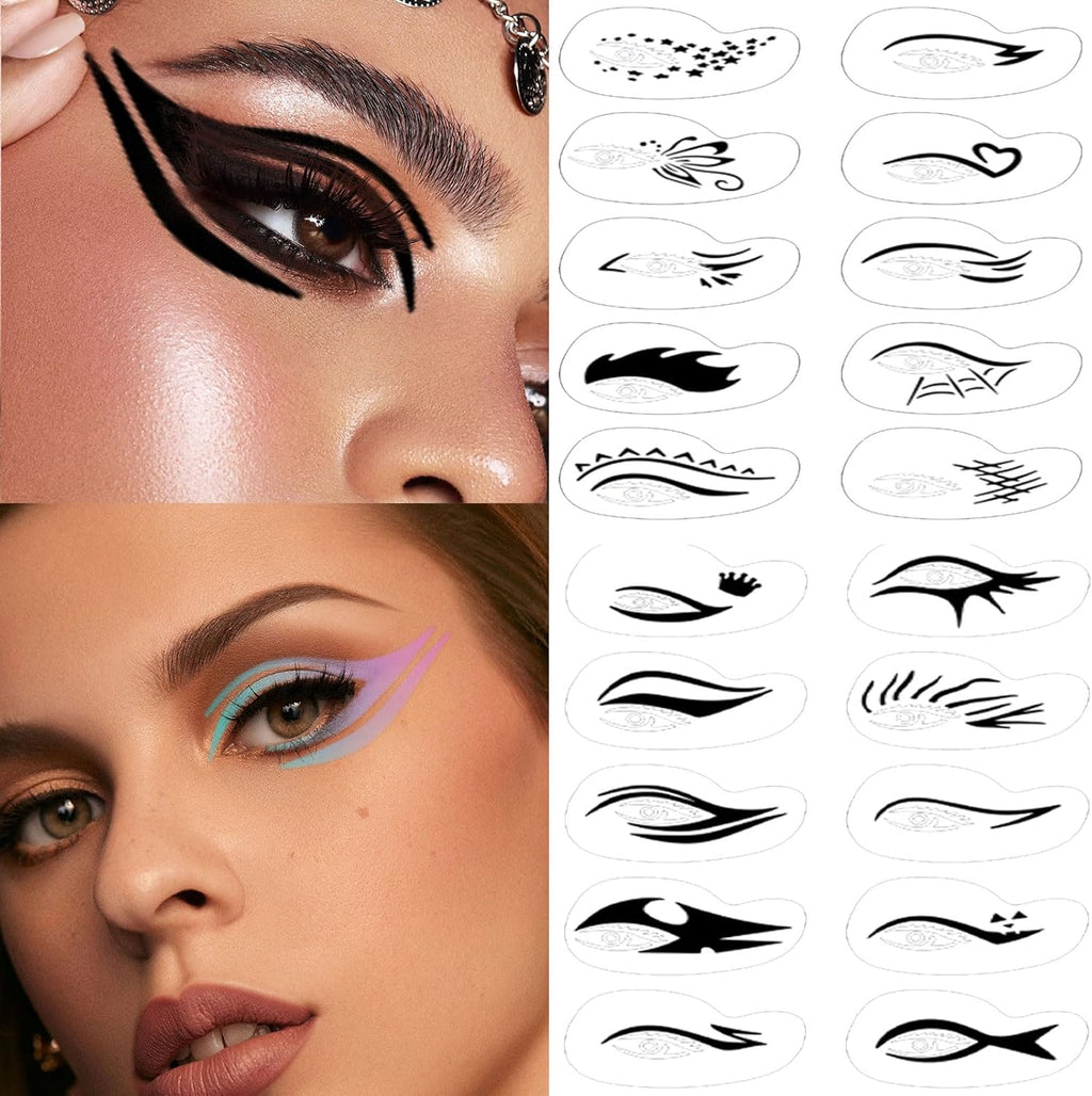 Eye Makeup Hollow Out Painting Template Quick Make-Up Stencils Eyeliner Molds Makeup Tool with a Variety of Shapes Eyeliner Stencil Pads Eyeshadow Applicators