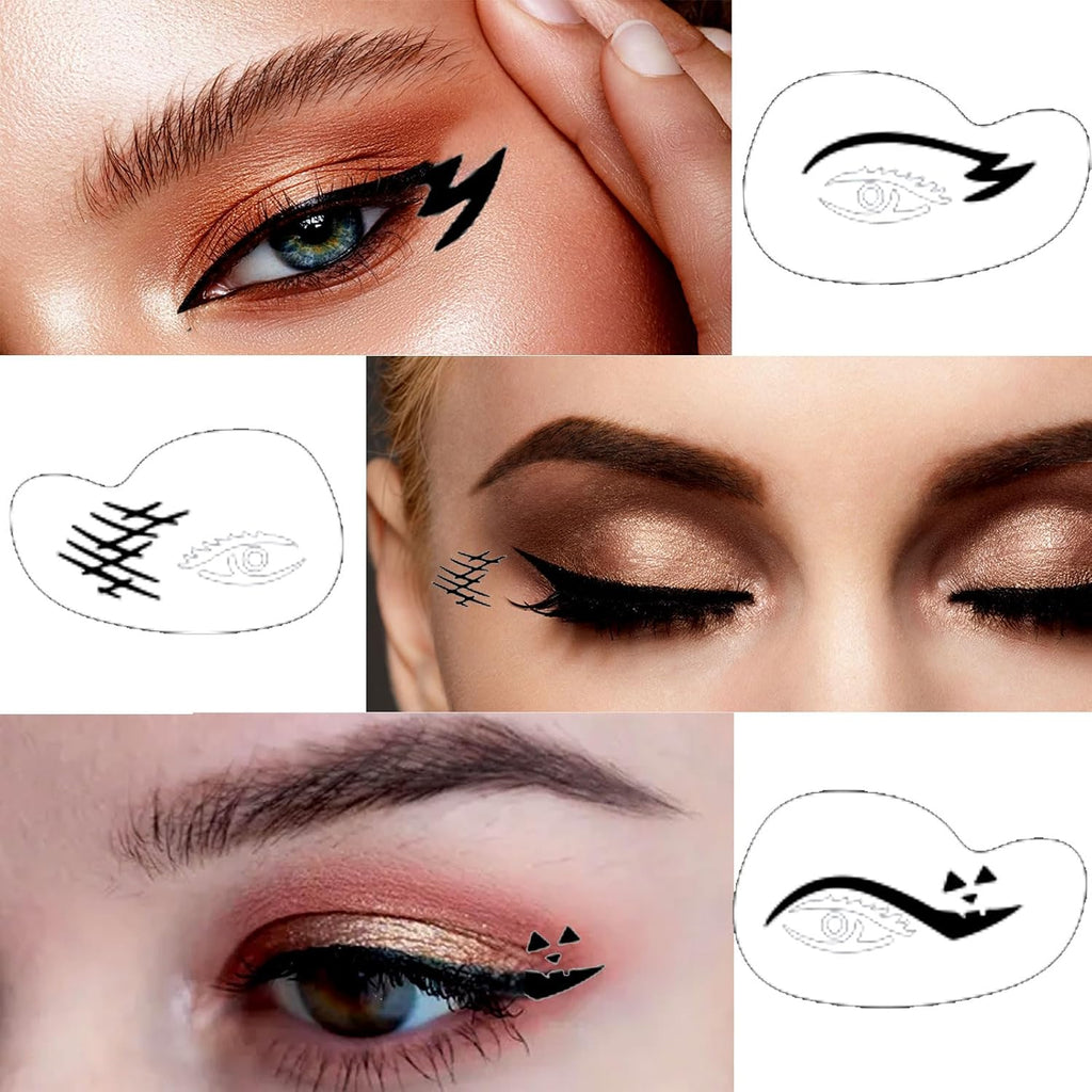 Eye Makeup Hollow Out Painting Template Quick Make-Up Stencils Eyeliner Molds Makeup Tool with a Variety of Shapes Eyeliner Stencil Pads Eyeshadow Applicators