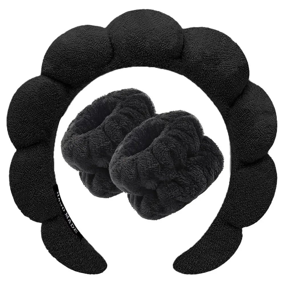 3Pcs Women Wrist Strap Makeup Bubble Soft Hairband