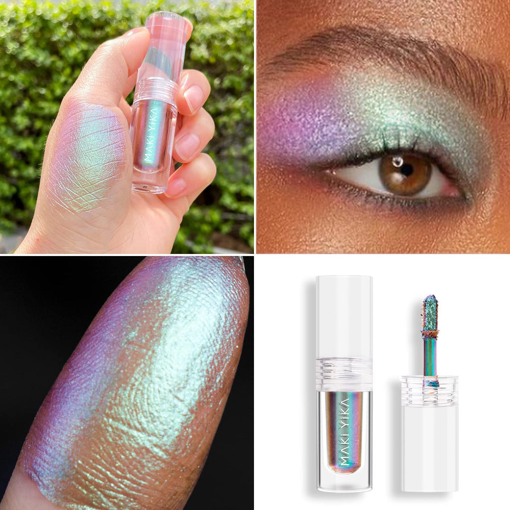 Glitter Liquid Eyeshadow Chameleon Metallic Eyeshadow Multicolor Shifting Long Lasting Multichrome Holographic Eye Topper Glitters (#6 Aurora)