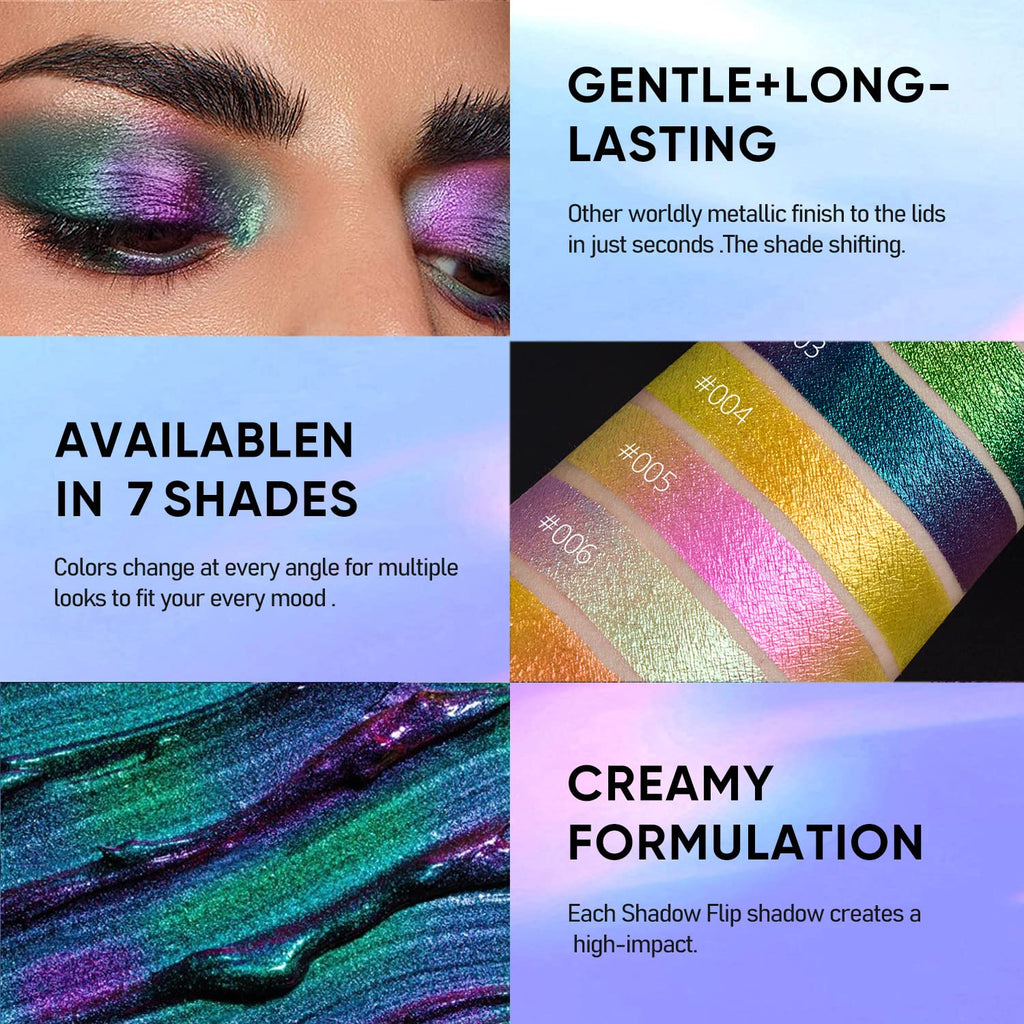 Glitter Liquid Eyeshadow Chameleon Metallic Eyeshadow Multicolor Shifting Long Lasting Multichrome Holographic Eye Topper Glitters (#6 Aurora)