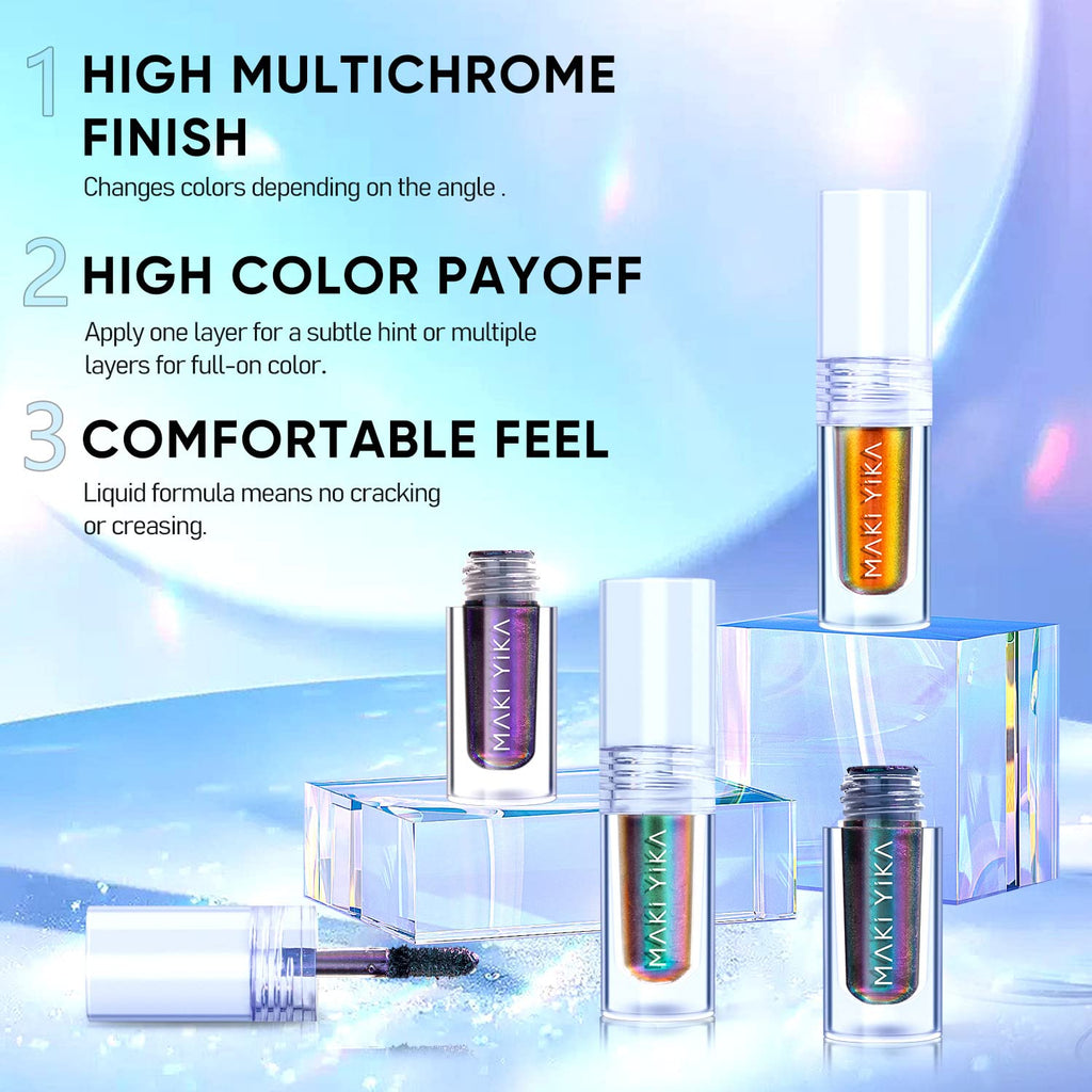 Glitter Liquid Eyeshadow Chameleon Metallic Eyeshadow Multicolor Shifting Long Lasting Multichrome Holographic Eye Topper Glitters (#6 Aurora)