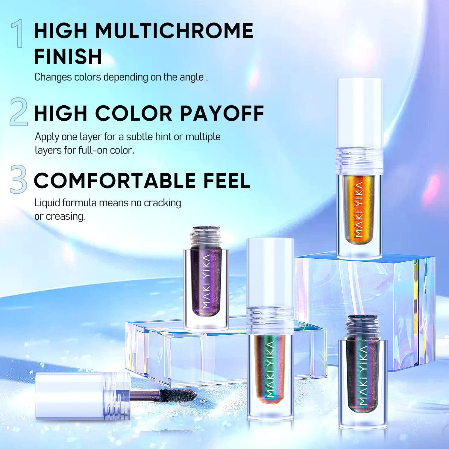 Glitter Liquid Eyeshadow Chameleon Metallic Eyeshadow Multicolor Shifting Long Lasting Multichrome Holographic Eye Topper Glitters (#6 Aurora)