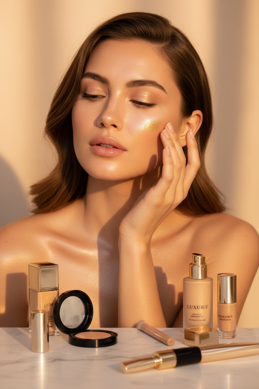 Model Sampling Luxury Glow Makeup